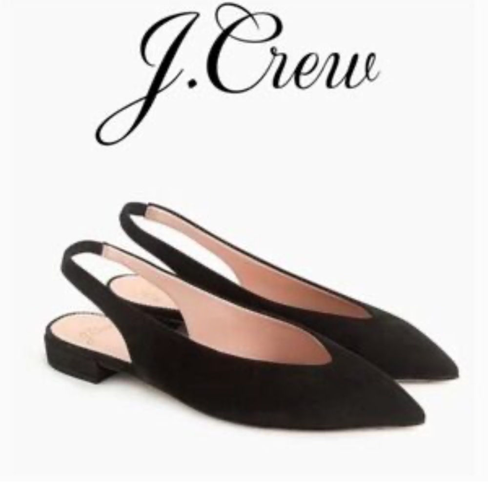 J. Crew Black Suede Slingback Flats